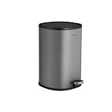 SONGMICS Rubbish Bin, 5 L Bathroom Bin, Steel Pedal Bin, with Inner Bucket, Soft-Close Lid, and Handle, for Bathroom, Toilet, Grey and Black LTB14GS