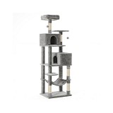 FEANDREA Cat Tree, 191 cm Tall Cat Tower, Scratching Posts, Soft, Light Grey PCT191W01