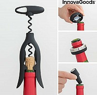 InnovaGoods Σετ Αξεσουάρ Κρασιού Καπάκι Ανοιχτήρι, Δαχτυλίδι Κατά Του Σταξίματος, Ανοιχτήρι Μπουκαλιών Κρασιού, Δίσκος Στήριξης V0103143 5τμχ