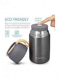 Navaris Δοχείο Φαγητού Θερμός Inox Γκρι 650ml