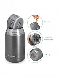 Navaris Δοχείο Φαγητού Θερμός Inox Γκρι 650ml