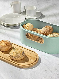 Navaris Ψωμιέρα με Καπάκι Μεταλλική Mint 33.5x19.5x13cm