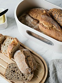 Navaris Ψωμιέρα με Καπάκι Μεταλλική Ιβουάρ 33.5x19.5x13cm