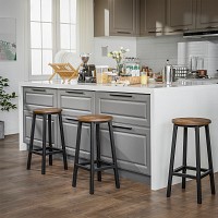 VASAGLE LBC32X Σετ 2 Ψηλά Σκαμπό Μπαρ / Κουζίνας 65 cm, Industrial Στυλ με Μεταλλικό Σκελετό — Rustic Καφέ & Μαύρο