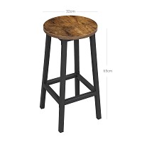 VASAGLE LBC32X Σετ 2 Ψηλά Σκαμπό Μπαρ / Κουζίνας 65 cm, Industrial Στυλ με Μεταλλικό Σκελετό — Rustic Καφέ & Μαύρο