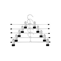 SONGMICS Μεταλλικές Κρεμάστρες Παντελονιών – Σετ 20 τεμαχίων Αντιολισθητικές κρεμάστρες με κλιπ για παντελόνια, φούστες & κάλτσες — 31 cm — Heavy-Duty — Ασημί & Μαύρο — CRI003-20