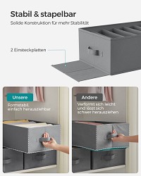 SONGMICS RUS009G04 Σετ 4 Οργανωτές Συρταριών με 6 Θήκες — Πτυσσόμενοι Οργανωτές Ντουλάπας για Παντελόνια & Ρούχα, 42 × 30 × 17 cm — Dove Grey   RUS009G04