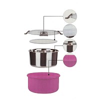 ΦΑΓΗΤΟΔΟΧΕΙΟ ΔΙΠΛΟ ΠΛΑΣΤΙΚΟ-INOX ΜΕ ΚΑΠΑΚΙ ΑΣΦΑΛΕΙΑΣ ΦΟΥΞΙΑ 1,10lt ANKOR