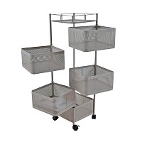 ΤΡΟΛΕΪ ΑΠΟΘΗΚΕΥΣΗΣ ΜΕ 5 ΚΑΛΑΘΙΑ ΜΕΤΑΛΛΙΚΟ ΓΚΡΙ-ΜΠΕΖ  ΜΑΤ 28x28x93εκ. ANKOR