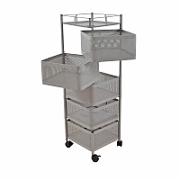 ΤΡΟΛΕΪ ΑΠΟΘΗΚΕΥΣΗΣ ΜΕ 5 ΚΑΛΑΘΙΑ ΜΕΤΑΛΛΙΚΟ ΓΚΡΙ-ΜΠΕΖ  ΜΑΤ 28x28x93εκ. ANKOR