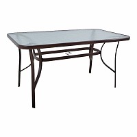 ΤΡΑΠΕΖΙ ΜΕΤΑΛΛΙΚΟ ΣΕ ΣΚΟΥΡΟ ΚΑΦΕ ΧΡΩΜΑ ΜΕ ΓΥΑΛΙΝΗ ΕΠΙΦΑΝΕΙΑ 140x80x70εκ ANKOR  831593