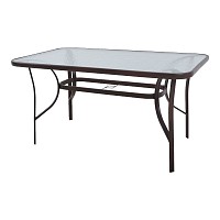 ΤΡΑΠΕΖΙ ΜΕΤΑΛΛΙΚΟ ΣΕ ΣΚΟΥΡΟ ΚΑΦΕ ΧΡΩΜΑ ΜΕ ΓΥΑΛΙΝΗ ΕΠΙΦΑΝΕΙΑ 140x80x70εκ ANKOR  831593