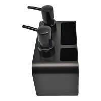 DISPENSER ΚΟΥΖΙΝΑΣ ΠΛΑΣΤΙΚΟ ΔΙΠΛΟ ΜΑΥΡΟ ΜΕ ΘΗΚΕΣ HANDS AND DISHES 17x9,3x16,7εκ.ANKOR