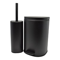 ΣΕΤ ΚΑΛΑΘΙ ΜΠΑΝΙΟΥ 5lt SOFT CLOSE ΚΑΙ ΠΙΓΚΑΛ ΒΟΥΡΤΣΑΚΙ FINGER PRINT PROOF ΜΑΥΡΟ ΜΑΤ ANKOR