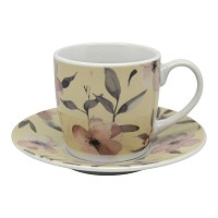 ANKOR Σετ Φλυτζανιών Καφέ 110ml Πορσελάνης με Φλοράλ Σχέδιο , Κομψό & Ρομαντικό 848409