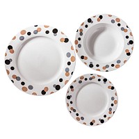 ANKOR Σετ Πιάτων Πορσελάνης 18τμχ με Σχέδιο Πουά  Κομψό & Μοντέρνο R2408-18