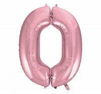 Number Light Pink, Pink Foil Balloon Number 0 - 92 cm