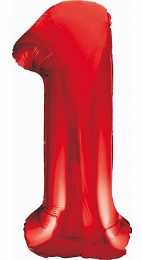 Number Red Red Number 1 Foil Balloon 85 cm