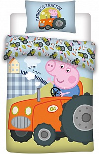 Peppa Pig Georges Tractor childrens bedding set 100×135cm, 40×60 cm