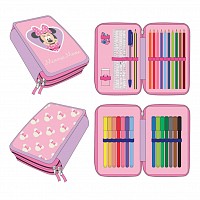 Disney Minnie  Heart 2-level filled pencil case