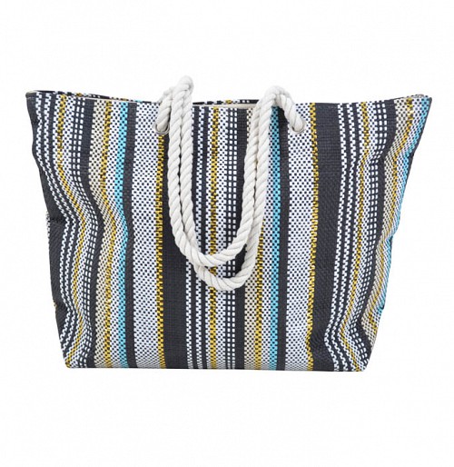 ΤΣΑΝΤΑ ΘΑΛΑΣΣΗΣ ΥΦΑΣΜΑΤΙΝΗ ΡΙΓΕ ΜΠΛΕ ΧΡΥΣΟ 53x15x40εκ.ANKOR