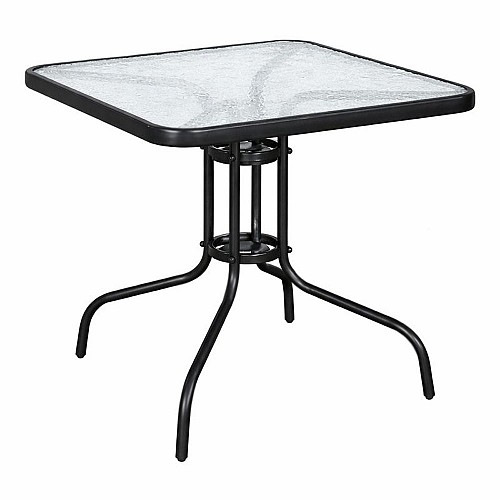 ΤΡΑΠΕΖΙ ΤΕΤΡΑΓΩΝΟ ΜΕ ΜΑΥΡΟ ΜΑΤ ΜΕΤΑΛΛΙΚΟ ΣΚΕΛΕΤΟ ΚΑΙ ΓΥΑΛΙΝΗ ΕΠΙΦΑΝΕΙΑ 80x80x70εκ. ANKOR   851263