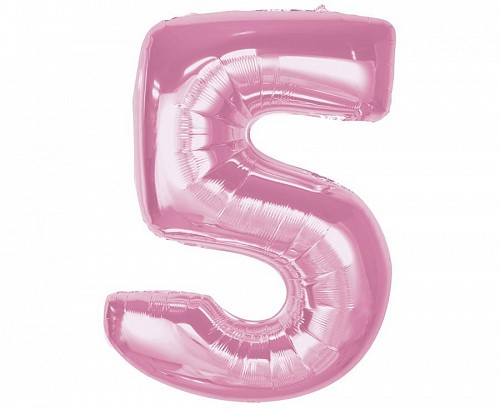 Number Light Pink Pink Number 5 Foil Balloon 92 cm