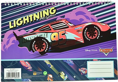Disney Cars Lightning A/4 Spiral Sketchbook, 30 Sheets