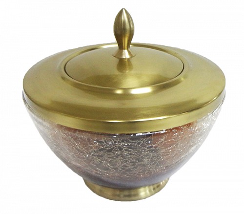 Φοντανιέρα με καπάκι Γυάλινη Κρακελέ Διακοσμητική 6619TTB