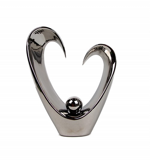 Ασημί Διακοσμητικό Κεραμικό με καμπυλωτό τελείωμα