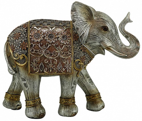 Διακοσμητικό Ελεφαντάκι Πολυεστερικό Ασημί/Χρυσό 24x9x20εκ. LM