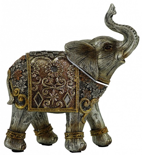 Διακοσμητικό Ελεφαντάκι Πολυεστερικό Ασημί/Χρυσό 11x5.5x12.5εκ. LM