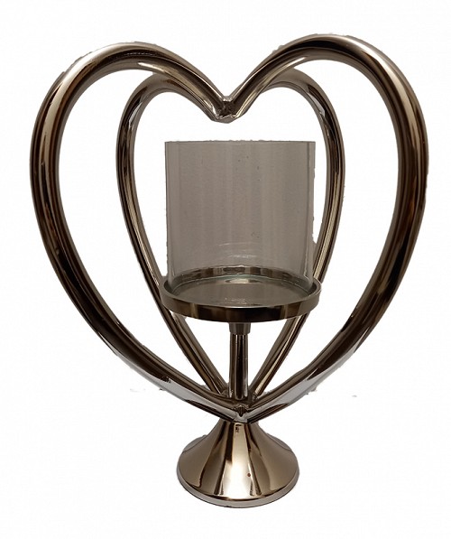 Κηροπήγιο Διακοσμητικό Μεταλλικό Ασημί 20x20x30εκ.