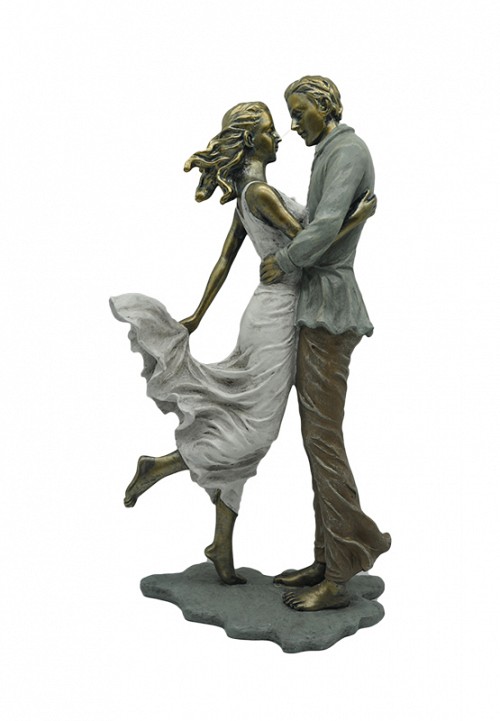 Διακοσμητική Πολυεστερική Φιγούρα Ζευγάρι Σε Σε Χρυσό/Εκρού/Καφέ 18x10.5x35εκ