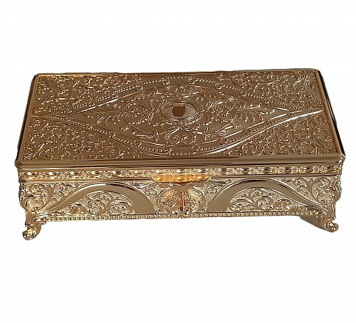 Μπιζουτιέρα Επάργυρη Λακαριστή Χρυσή 7.5x10.5x23cm