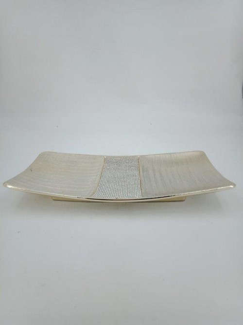 Διακοσμητική Κεραμική Ορθογώνια Σαμπανιζέ Πιατέλα Με Στρας 40.3x24.4x5cm
