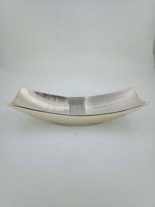 Διακοσμητική Κεραμική Ορθογώνια Σαμπανιζέ Πιατέλα Με Στρας 36x12.8x7.8cm