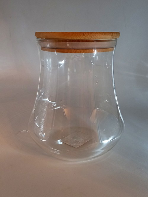 Βάζο Αποθήκευσης Γυάλινο Με Ξύλινο Καπάκι 13x15cm  1050ml