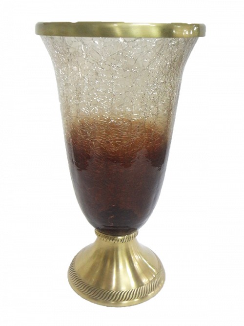 Βάζο Γυάλινο Κρακελέ Διακοσμητικό με χρυσά τελειώματα 5647TTB