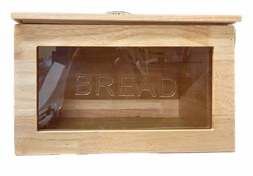 Ψωμιέρα  Bread με Καπάκι Ξύλινη σε Natural Χρώμα 31.5x21x17εκ