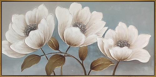 Πίνακας Σε Καμβά Λουλούδια σε Χρυσό Κάδρο 72x152x4.5cm