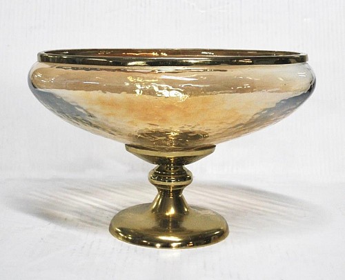 Γυάλινη Οβάλ Μελί Κουπ Γόνδολα Με Μεταλλική Χρυσή Αντικέ Βάση Πόδι 31x20x22cm