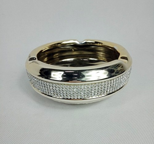 Τασάκι Ασημί Στρογγυλό Κεραμικό Με Στρας H7553-IF19C