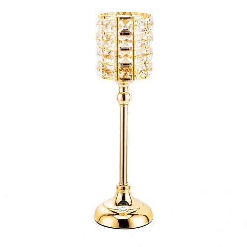 Μεταλλικό Γυάλινο Χρυσό Διακοσμητικό Κηροπήγιο 8x11x37cm