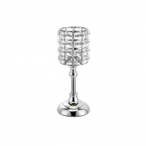 Κηροπήγιο μέταλλο/γυαλί σε ασημί βάση 8.0x11.0x27.2cm