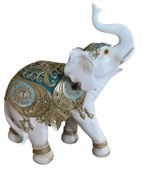 Διακοσμητικός Ελέφαντας Πολυεστερικός Σε Χρυσό /Λευκό  18x7.5x18cm