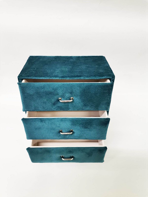 Μπιζουτίερα συρταρίερα Βελουτέ Πετρόλ 19,5*9*15cm c.j.Maripel 97833