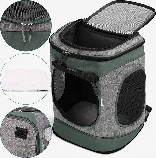 Navaris Σακίδιο Πλάτης για Μεταφορά Σκύλου / Γάτας έως 15kg Γκρι Μ33xΠ28xΥ43εκ. 51299.02