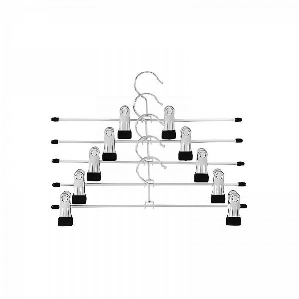 SONGMICS Μεταλλικές Κρεμάστρες Παντελονιών – Σετ 20 τεμαχίων Αντιολισθητικές κρεμάστρες με κλιπ για παντελόνια, φούστες & κάλτσες — 31 cm — Heavy-Duty — Ασημί & Μαύρο — CRI003-20