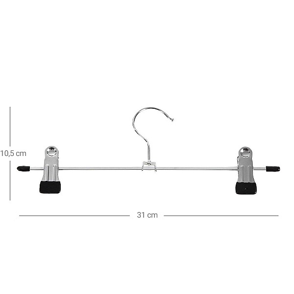 SONGMICS Μεταλλικές Κρεμάστρες Παντελονιών – Σετ 20 τεμαχίων Αντιολισθητικές κρεμάστρες με κλιπ για παντελόνια, φούστες & κάλτσες — 31 cm — Heavy-Duty — Ασημί & Μαύρο — CRI003-20